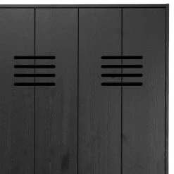 Kleiderschrank In Spind Optik Aus Holz & MDF - Mesusco -Wohnen Shop kleiderschrank in spind optik aus holz mdf in schwarz mit metallgriffen mesusco 03