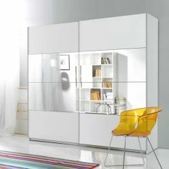 Wohnen Shop -Wohnen Shop kleiderschrank mit 2 schwebetueren in weiss mit spiegel juleste 01