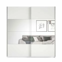 Kleiderschrank Mit 2 Schwebetüren In Weiß - Juleste 9 Kleiderschrank Mit 2 Schwebetüren In Weiß - Juleste -Wohnen Shop kleiderschrank mit 2 schwebetueren in weiss mit spiegel juleste 02