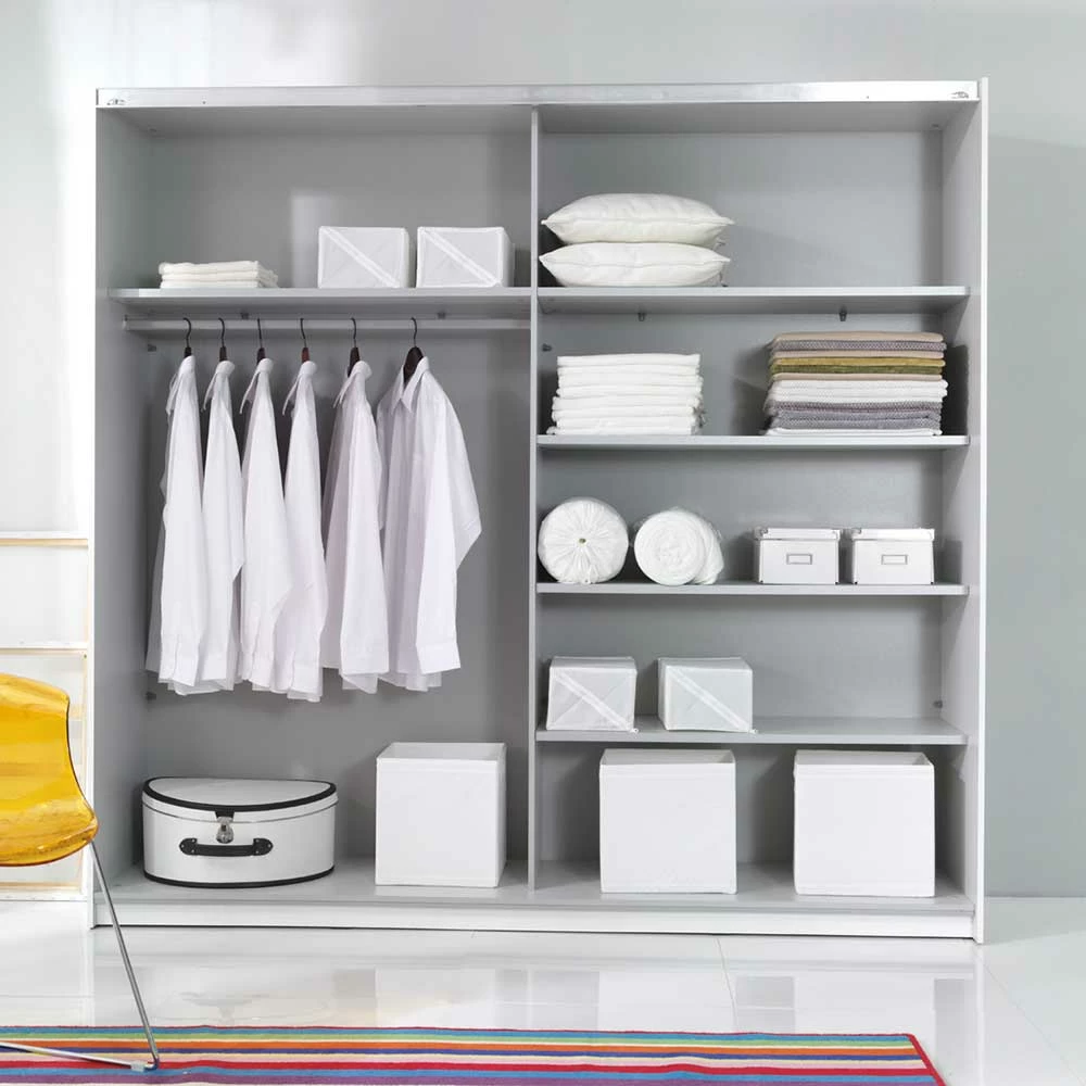 Kleiderschrank Mit 2 Schwebetüren In Weiß - Juleste 6 Kleiderschrank Mit 2 Schwebetüren In Weiß - Juleste – Bild 4