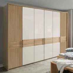 Kleiderschrank Mit 6 Türen 300 Cm Breit - Emdsiva -Wohnen Shop kleiderschrank mit 6 tueren 300 cm breit in beige glas eiche emdsiva 01