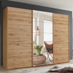 Kleiderschrank Mit Drei Gleittüren - Formosa -Wohnen Shop kleiderschrank mit drei gleittueren in eiche bianco mit spiegel formosa 02