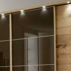 Kleiderschrank Mit Schwebetüren In Dunkelbraun - Vutonia -Wohnen Shop kleiderschrank mit schwebetueren in dunkelbraun glas eiche bianco vutonia 03