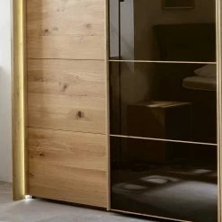 Kleiderschrank Mit Schwebetüren In Dunkelbraun - Vutonia -Wohnen Shop kleiderschrank mit schwebetueren in dunkelbraun glas eiche bianco vutonia 04