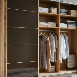 Kleiderschrank Mit Schwebetüren In Dunkelbraun - Vutonia -Wohnen Shop kleiderschrank mit schwebetueren in dunkelbraun glas eiche bianco vutonia 05