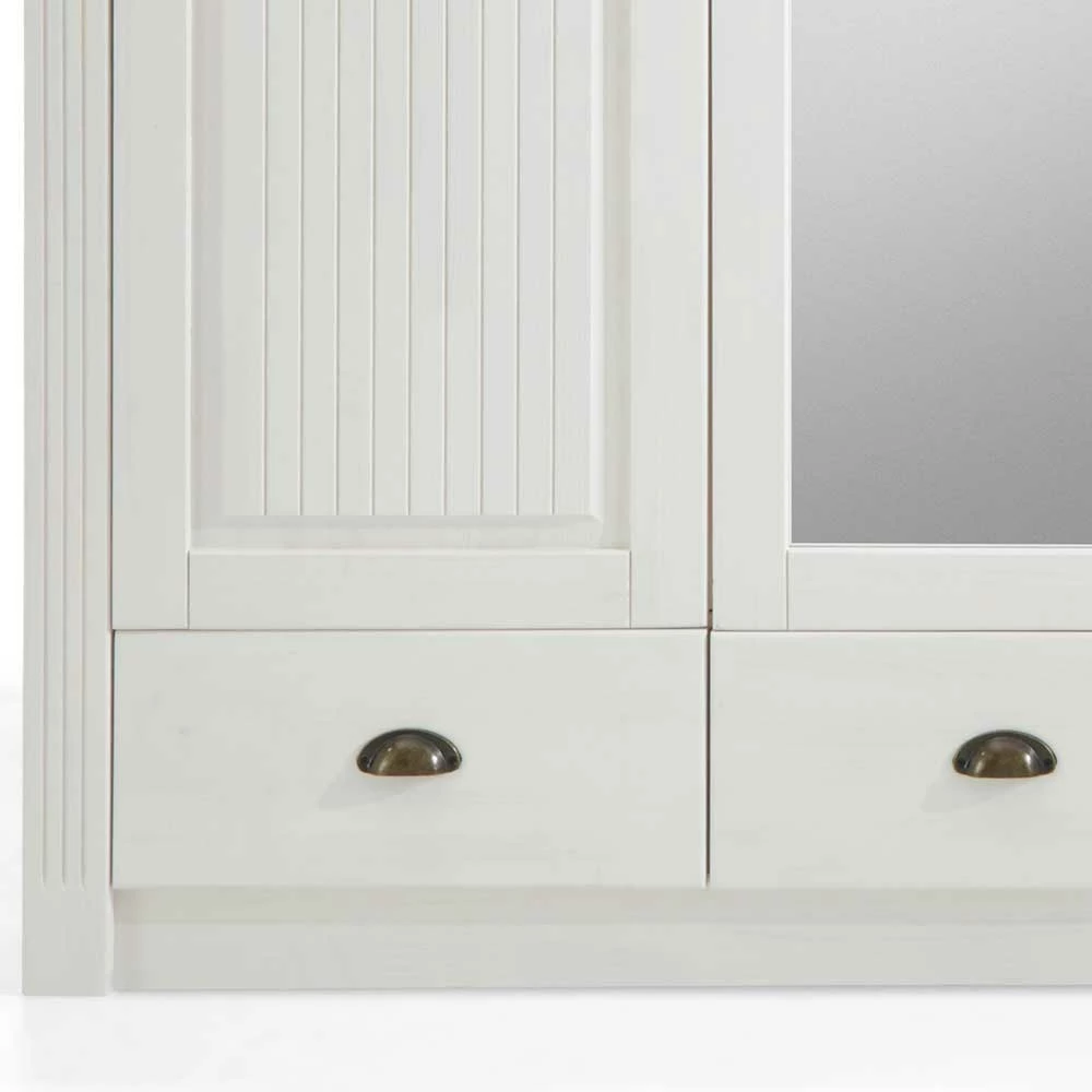 Landhaus Kleiderschrank In Weiß Kiefer Laburita 5-türig Mit Spiegeln 4 Landhaus Kleiderschrank In Weiß Kiefer Laburita 5-türig Mit Spiegeln – Bild 2