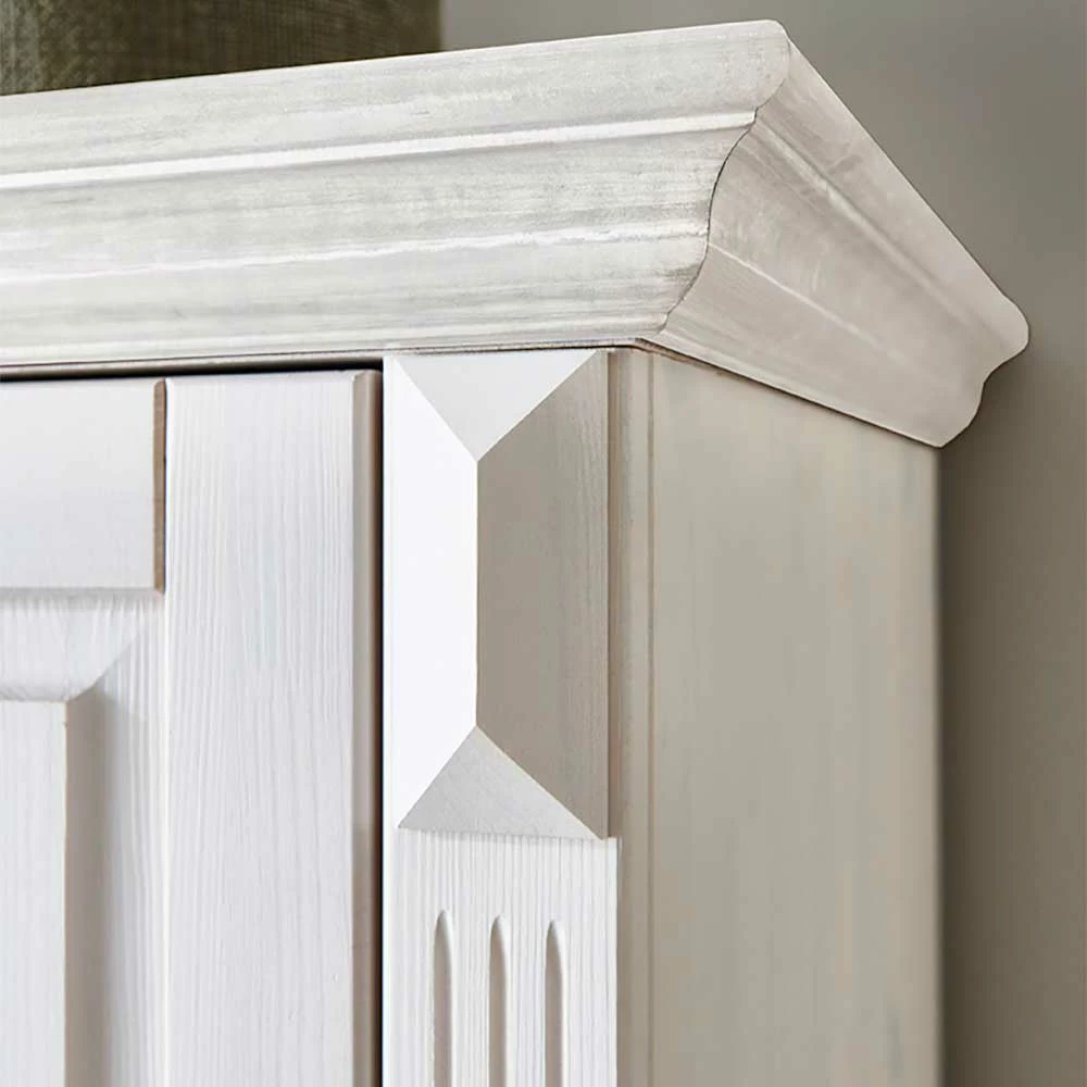 Landhaus Kleiderschrank In Weiß Kiefer Laburita 5-türig Mit Spiegeln 6 Landhaus Kleiderschrank In Weiß Kiefer Laburita 5-türig Mit Spiegeln – Bild 4