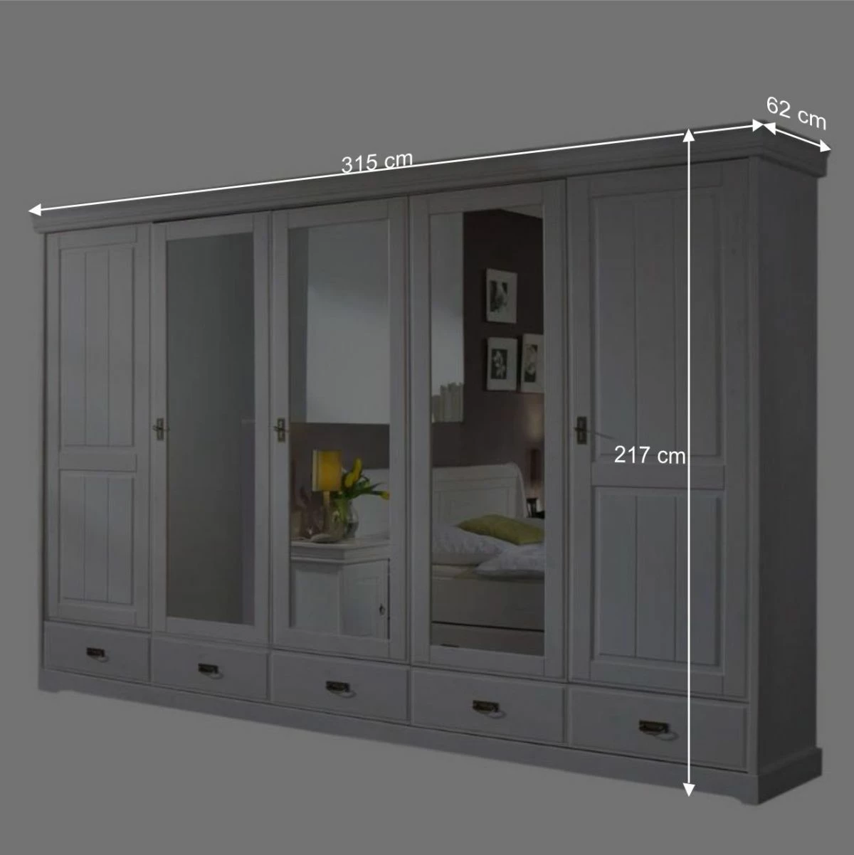 Landhaus Kleiderschrank Janeira Mit Spiegeltüren 8 Landhaus Kleiderschrank Janeira Mit Spiegeltüren – Bild 6