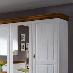 Landhaus Kleiderschrank Sicilianu In Weiß -Wohnen Shop landhaus kleiderschrank weiss spiegeltueren sicilianu html 02