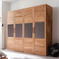 Massiver Kleiderschrank In Wildeiche - Zaisan -Wohnen Shop massiver kleiderschrank in wildeiche und anthrazit 4 tuerig zaisan 02