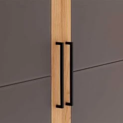 Massivholz Kleiderschrank Mit Drei Türen - Zaisan -Wohnen Shop massivholz kleiderschrank mit drei tueren in wildeiche anthrazit zaisan 03