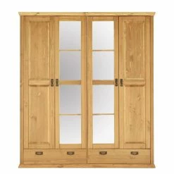 Massivholz Schlafzimmerschrank Mit Spiegeln - Inhusa -Wohnen Shop massivholz schlafzimmerschrank mit spiegeln 4 tuerig 2 schubladen inhusa 02
