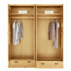 Massivholz Schlafzimmerschrank Mit Spiegeln - Inhusa -Wohnen Shop massivholz schlafzimmerschrank mit spiegeln 4 tuerig 2 schubladen inhusa 03