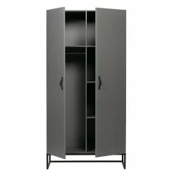 Moderner Kleiderschrank In Grau & Schwarz - Firgetta 12 Moderner Kleiderschrank In Grau & Schwarz - Firgetta -Wohnen Shop moderner kleiderschrank in grau schwarz aus massivholz metall buegelgestell firgetta 04