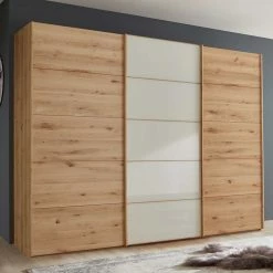 Schiebetüren-Kleiderschrank In Beige Glas - Munteo 10 Schiebetüren-Kleiderschrank In Beige Glas - Munteo -Wohnen Shop schiebetueren kleiderschrank in beige glas eiche munteo 02