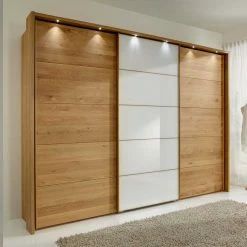 Schiebetüren Schlafzimmerschrank Zweifarbig - Arnia -Wohnen Shop schiebetueren schlafzimmerschrank zweifarbig in weiss glas eiche bianco arnia 01