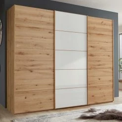 Schiebetüren Schlafzimmerschrank Zweifarbig - Arnia -Wohnen Shop schiebetueren schlafzimmerschrank zweifarbig in weiss glas eiche bianco arnia 02