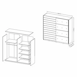 Schiebetürschrank In Eiche Dunkel Holzoptik - Ceusenia -Wohnen Shop schiebetuerschrank in eiche dunkel holzoptik mit spiegeltuer ceusenia 04