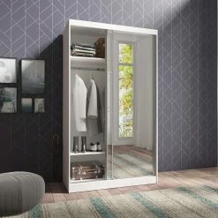 Schiebetürschrank Mit Spiegeln - 120x216x59 - Riodna -Wohnen Shop schiebetuerschrank mit spiegeln 120x216x59 korpus weiss riodna 02