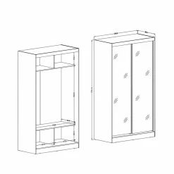 Schiebetürschrank Mit Spiegeln - 120x216x59 - Riodna -Wohnen Shop schiebetuerschrank mit spiegeln 120x216x59 korpus weiss riodna 04