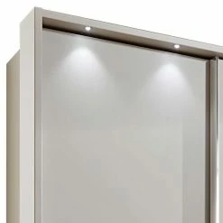 Schlafzimmer Schrank Mit Glas Schwebetüren - Calaccio -Wohnen Shop schlafzimmer schrank mit glas schwebetueren in beige mit led beleuchtung calaccio 02