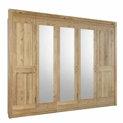 Schrank Fürs Schlafzimmer 5-türig - 3 Spiegel - Zamron -Wohnen Shop schrank fuers schlafzimmer 5 tuerig 3 spiegel in asteiche teilmassiv zamron 01