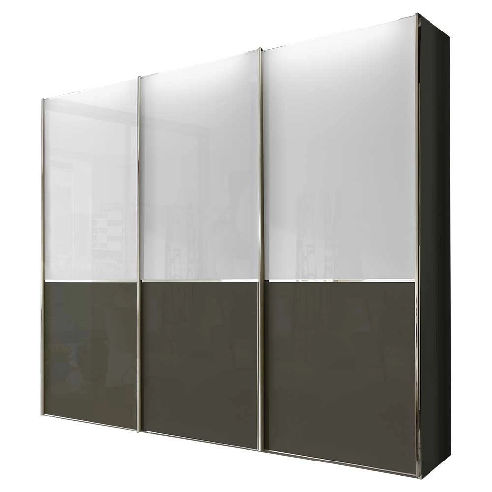 Schwebetüren Kleiderschrank In Braun & Weiß - Genre 3 Schwebetüren Kleiderschrank In Braun & Weiß - Genre