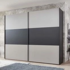 Schwebetüren Kleiderschrank In Hellgrau & Dunkelgrau - Guadiana -Wohnen Shop schwebetueren kleiderschrank in hellgrau dunkelgrau 2 tuerig guadiana 02