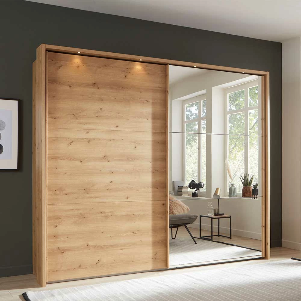 Schwebetüren Kleiderschrank Mit Beleuchtung - Eyre 4 Schwebetüren Kleiderschrank Mit Beleuchtung - Eyre – Bild 2