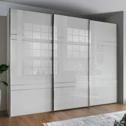 Schwebetüren Kleiderschrank Mit Glas Front - Ekino 9 Schwebetüren Kleiderschrank Mit Glas Front - Ekino -Wohnen Shop schwebetueren kleiderschrank mit glas front in weiss 3 tuerig ekino 02