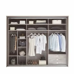 Schwebetüren Schlafzimmerschrank 280x230x60 Cm - Milvian 11 Schwebetüren Schlafzimmerschrank 280x230x60 Cm - Milvian -Wohnen Shop schwebetueren schlafzimmerschrank 280x230x60 cm in eiche grau beton dekor milvian 03