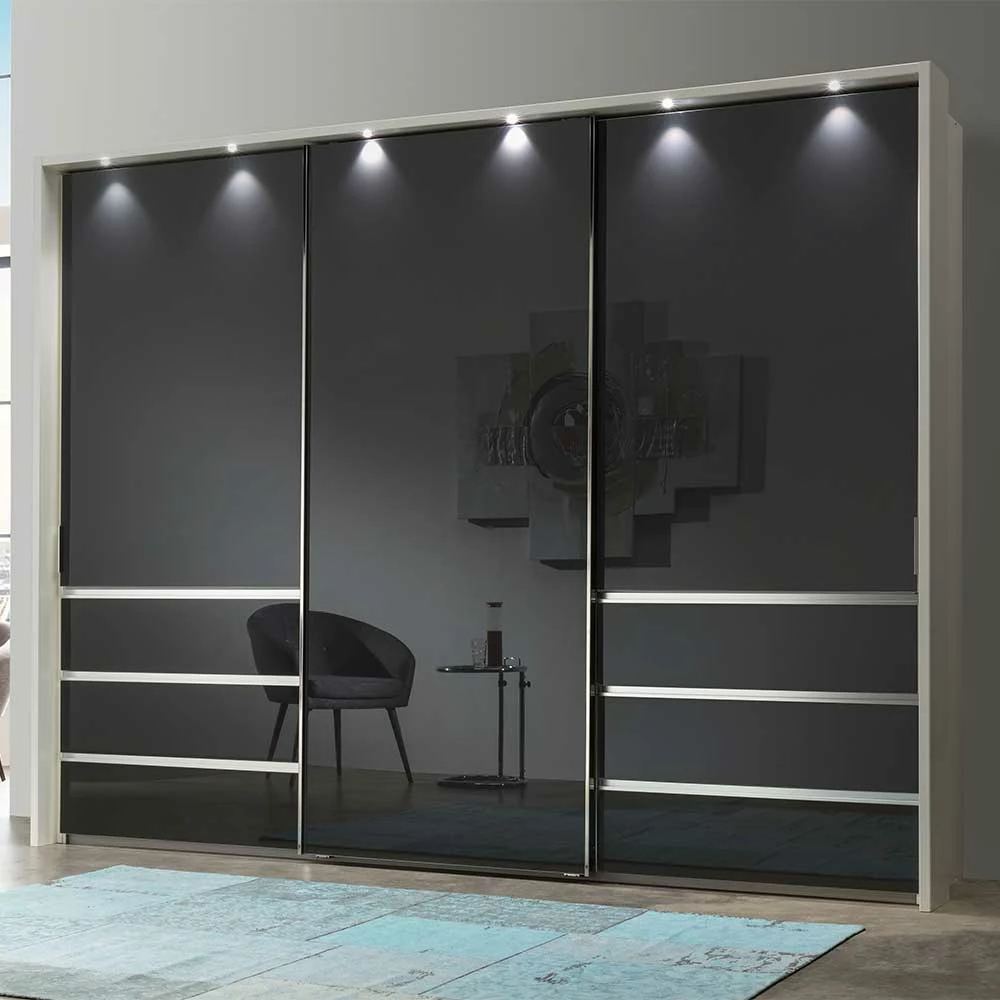 Schwebetüren Schrank Mit Glasfront Anthrazit - Annone 4 Schwebetüren Schrank Mit Glasfront Anthrazit - Annone – Bild 2