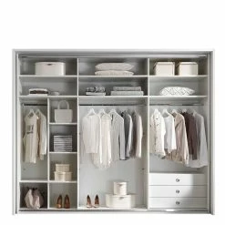 Schwebetürenkleiderschrank In Weiß & Anthrazit - Vilfian -Wohnen Shop schwebetuerenkleiderschrank in weiss anthrazit 280 cm breit vilfian 03