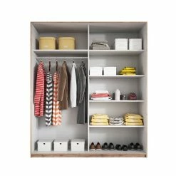 Schwebetürenschrank In Holzoptik Eiche Dunkel - Ceusenia -Wohnen Shop schwebetuerenschrank in holzoptik eiche dunkel mit spiegeltuer ceusenia 02