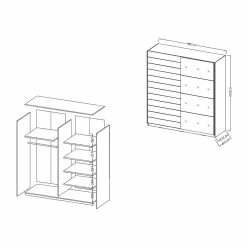Schwebetürenschrank In Holzoptik Eiche Dunkel - Ceusenia -Wohnen Shop schwebetuerenschrank in holzoptik eiche dunkel mit spiegeltuer ceusenia 04