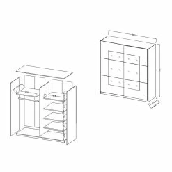 Schwebetürenschrank In Weiß Mit Spiegel - Juleste -Wohnen Shop schwebetuerenschrank in weiss mit spiegel 180x210x61 cm juleste 04