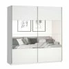 Schwebetürenschrank In Weiß Mit Spiegel - Juleste -Wohnen Shop schwebetuerenschrank in weiss mit spiegel 180x210x61 cm juleste f