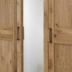 Teilmassiver Kleiderschrank Aus Asteiche - Zamron -Wohnen Shop teilmassiver kleiderschrank aus asteiche mit spiegel 3 tuerig zamron 03