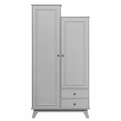 Toller Landhaus Kleiderschrank In Schlamm Grau - Vrenman -Wohnen Shop toller landhaus kleiderschrank in schlamm grau aus kiefer massivholz vrenman 04