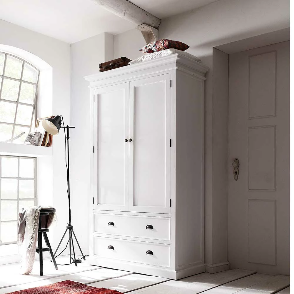 Weißer Kleiderschrank Landhaus Venzeno 2-türig 4 Weißer Kleiderschrank Landhaus Venzeno 2-türig – Bild 2