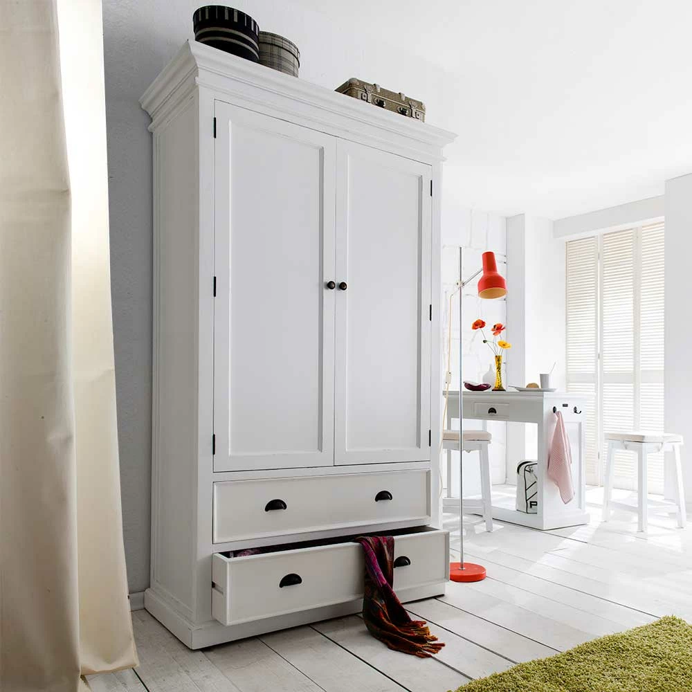 Weißer Kleiderschrank Landhaus Venzeno 2-türig 6 Weißer Kleiderschrank Landhaus Venzeno 2-türig – Bild 4