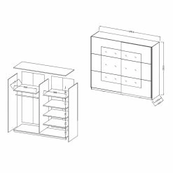 Weißer Kleiderschrank Mit Spiegel - Juleste -Wohnen Shop weisser kleiderschrank mit spiegel in modernem design juleste 04