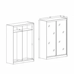 Weißer Kleiderschrank Mit Zwei Spiegeltüren - Yuto 11 Weißer Kleiderschrank Mit Zwei Spiegeltüren - Yuto -Wohnen Shop weisser kleiderschrank mit zwei spiegeltueren schiebetueren yuto 04