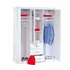Weißer Kombi Kleiderschrank Mit Spiegel - Jeston 8 Weißer Kombi Kleiderschrank Mit Spiegel - Jeston -Wohnen Shop weisser kombi kleiderschrank mit spiegel aus kiefer massivholz jeston 02