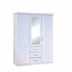 Weißer Kombi Kleiderschrank Mit Spiegel - Jeston