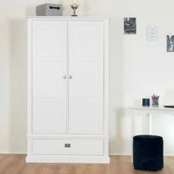Weißer Schrank Mit Zwei Türen & Schublade - Eicando I -Wohnen Shop weisser schrank mit zwei tueren schublade aus massivholz mdf eicando i 04