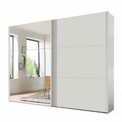 Weißer Schwebetürenschrank Mit Spiegel Links - Elenya