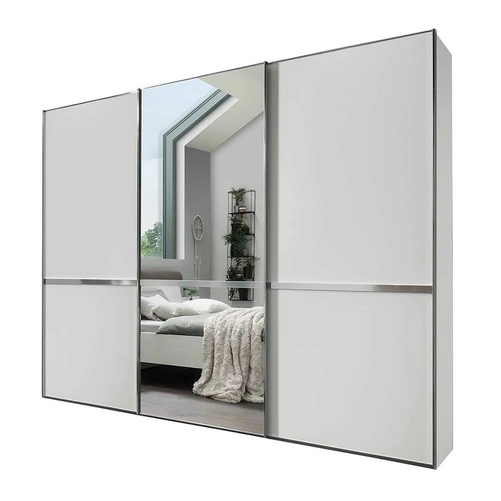 Weißer Schwebetürenschrank Mit Spiegel - Pepper 4 Weißer Schwebetürenschrank Mit Spiegel - Pepper – Bild 2