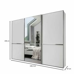 Weißer Schwebetürenschrank Mit Spiegel - Pepper 13 Weißer Schwebetürenschrank Mit Spiegel - Pepper -Wohnen Shop weisser schwebetuerenschrank mit spiegel und metallgriffen in chrom pepper 05