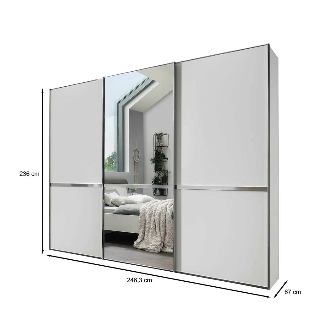 Weißer Schwebetürenschrank Mit Spiegel - Pepper 8 Weißer Schwebetürenschrank Mit Spiegel - Pepper – Bild 6